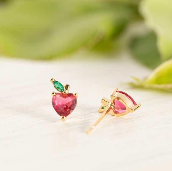 Dainty Apple Studs (S925) - Only 2 left! - Picture 7 of 10